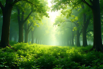 Naklejka premium morning in the forest