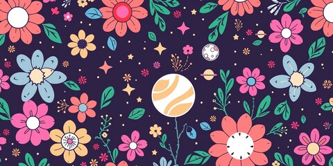Starry Bloom: A Whimsical Tapestry of Space and Nature
