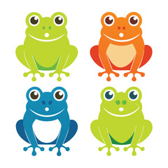 Fototapeta premium set of 4 Frog icons of vector illustration isolated on a white background