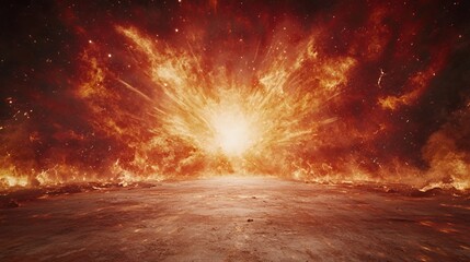 Fiery Explosion Background With Intense Red And Orange Flames