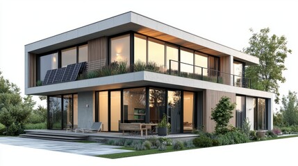 Modern Eco-Friendly House with Large Windows and Garden