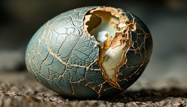 Detailed View of a Dinosaur Egg on the Surface