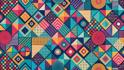 Colorful Geometric Pattern with Shapes and Textures for Design Use