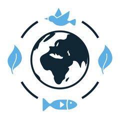 Biodiversity icon vector representing various species and ecosystems, symbolizing nature conservation and ecological balance. Suitable for environmental, sustainability, and wildlife projects.