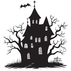 halloween castle with bats