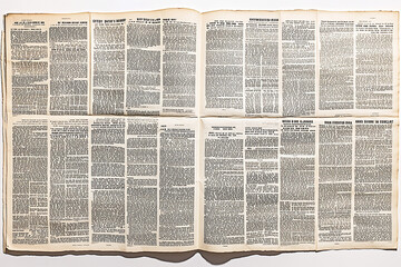 Obraz premium Open vintage book displaying pages filled with text, showcasing historical information and context