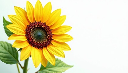 Fototapeta premium Vibrant sunflower in full bloom, intricate watercolor technique, bright yellow petals, nature art, technique, vibrant, sunflower