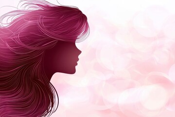 Elegant silhouette of a woman with flowing hair, soft pastel background, artistic and modern design for beauty themes