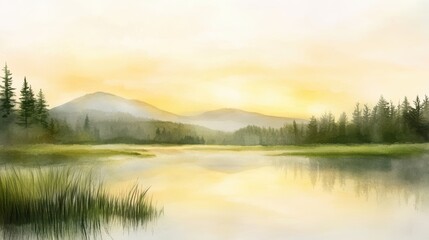 Fototapeta premium Breathtaking mountain lake scenery, a tranquil escape into nature's beauty serene