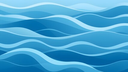 Abstract blue ocean waves pattern showcasing various fluid shades of blue and curved lines, creating a calming and visually appealing aquatic design.