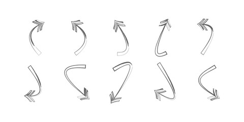 Elegant arrows set with artistic brush style for business plan, presentation and education