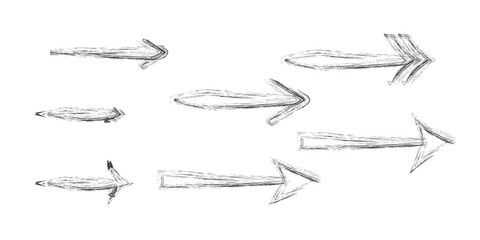 Black arrows with chalk style vector set of elements
