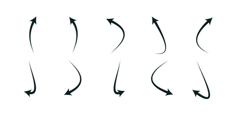Hand drawn vector arrows doodle set on white background. Hand drawn vector arrows set, doodle sketch arrows collection on white background, artistic black arrows