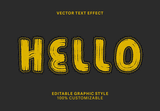 Black and Yellow Dotted Retro Outline Text Effect