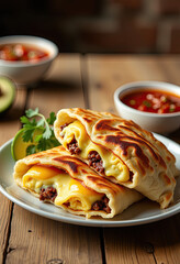 Mexican Chimichangas, eggs, cheese, for websites, blogs, recipe books, culinary publications