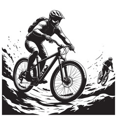 Naklejka premium Mountain Biker in Action 