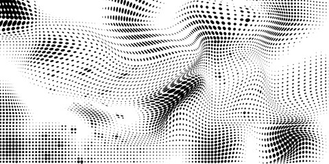 Black and white halftone abstract pattern of black dots on a white background eps10.