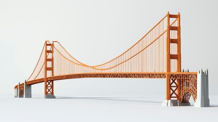 Fototapeta premium Realistic Photography of an Isolated Golden Gate Bridge with Detailed Structure and Vibrant Colors