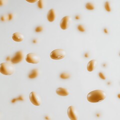 Top view of various kinds of beans on white textured background.