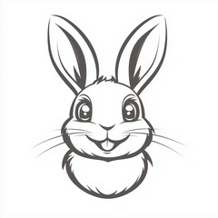 Adorable Cartoon Rabbit Head Drawing: Cute Animal Character Illustration with a Joyful Expression