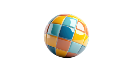 Colorful square pattern sphere, a vibrant toy for playful fun and childhood games