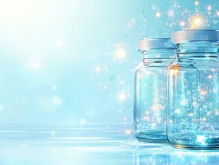 Obraz premium Glass jars with sparkling light effect