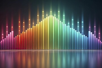 Conceptual digital art merging abstract bar graphs and curves with soft, gradient backgrounds and luminous accents