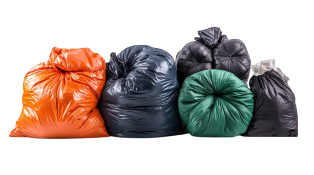 Overflowing garbage bags piled high, a glimpse into waste management and disposal challenges