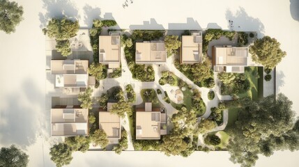 Aerial View of Modern Residential Complex Nestled in Lush Greenery