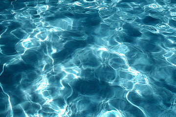 Serene Blue Water Reflections, A Mesmerizing Abstract Display of Light and Shadow Underneath The Surface of The Water, Creating a Sense of Calm and Tranquility