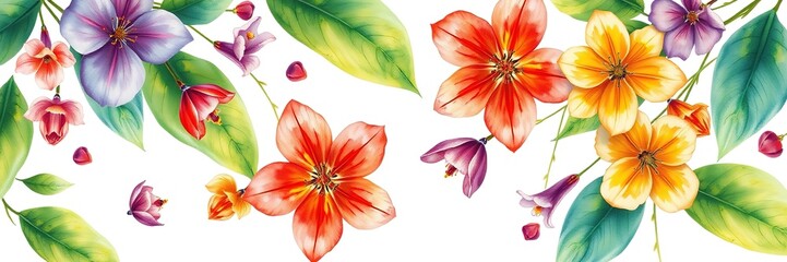 Naklejka premium Watercolor and Ink Spring Floral Designs for Interior