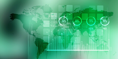 2d illustration Stock market online business concept. business Graph 