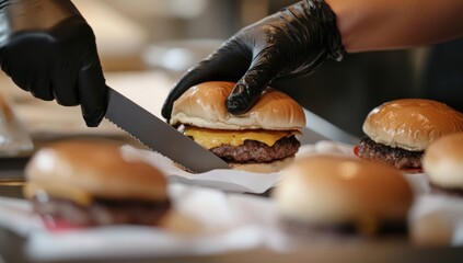 Delicious Cheeseburger Preparation: A Culinary Close-Up