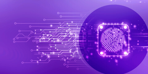 2d Illustration Fingerprint Scanning Technology Concept 