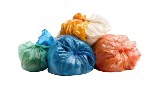 Piled garbage bags on black backdrop, waste disposal and environmental concerns