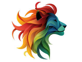Fototapeta premium Majestic colorful lion head portrait, a vibrant wildlife painting of the king of the jungle