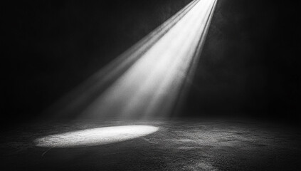Spotlight Beam on Dark Empty Stage, Dramatic Lighting Background
