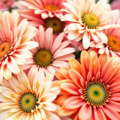 Vibrant blossoms in soft peach and coral hues create a stunning floral display. Intricate details abound.