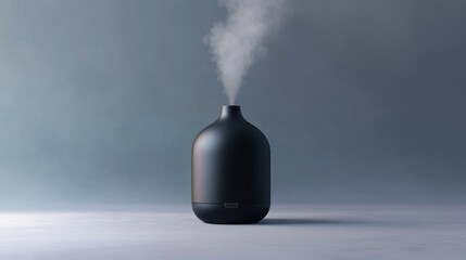 Black Matte Diffuser with Steam on Grey Background