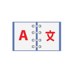 illustration creative vocabulary open book dictionary elearning education  Vector icon modern isolated on background. Design cartoon style. 