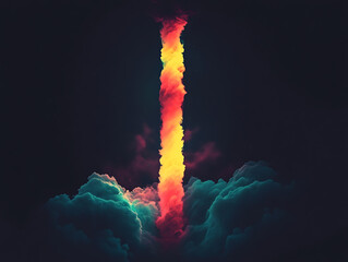 Dynamic rocket launch vapor trail space digital art cosmic environment low angle view exhilarating concept