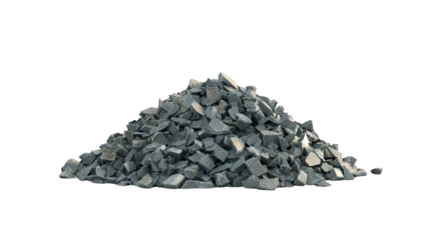 Pile of crushed rocks on black background, construction aggregate, building material, geology texture