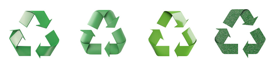 Obraz premium Set of recycling symbol icons in various shades of green color representing environmental sustainability resource conservation and the circular economy concept