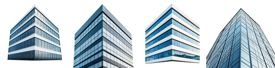 Sleek and striking modern office buildings with glass facades and geometric designs dominate the dynamic urban landscape