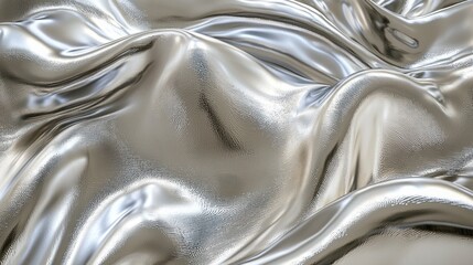 Obraz premium Shimmering Silver Fabric with Elegant Waves and Realistic Texture for High-Quality Photography