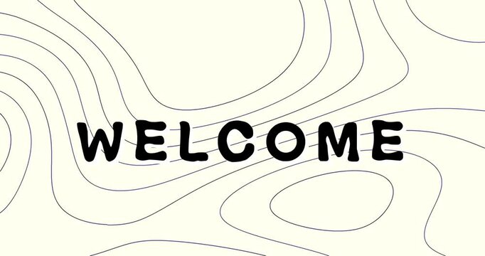 Welcome animation with wavy background ideal for video intros and presentations.