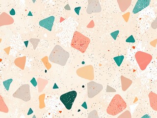Abstract Terrazzo Pattern: A Beige and Pastel Design