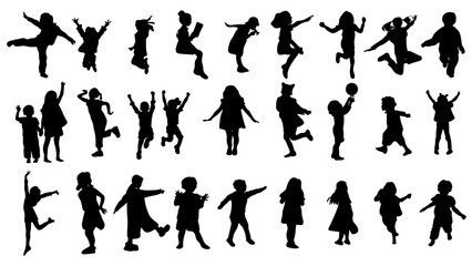 children playing and doing activities silhouettes of children