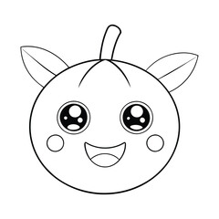 Coloring page orange fruits vector illustration