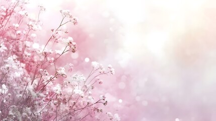 Obraz premium Delicate small white flowers on thin stems against a soft backdrop